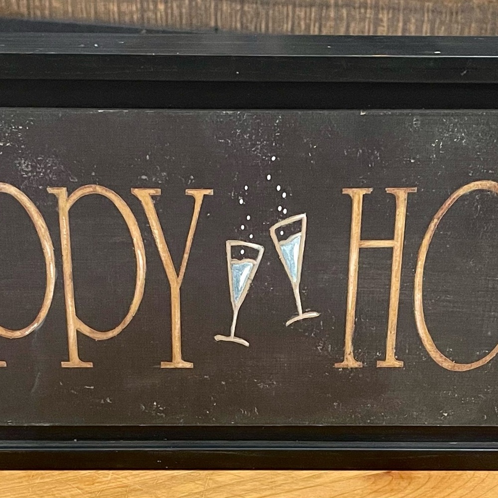 Framed Happy Hour Wall Sign